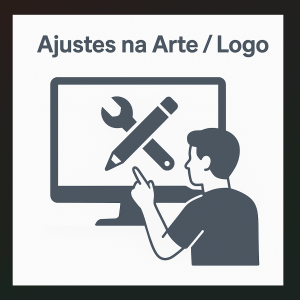 Ajustes na Arte / Logo Para garantir a melhor qualidade na impressão e aplicação dos produtos, realizamos pequenos ajustes nas artes e logotipos enviados pelos clientes. Esses ajustes podem incluir correções de proporção, alinhamento ou resolução, sempre respeitando o design original. Nosso objetivo é manter a identidade visual do cliente, adaptando a arte apenas quando necessário para obter o melhor resultado final. Se preferir que nenhuma modificação seja feita, pedimos que nos avise no momento do envio do arquivo.
